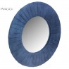 Velvet Navy Blue Round Mirror