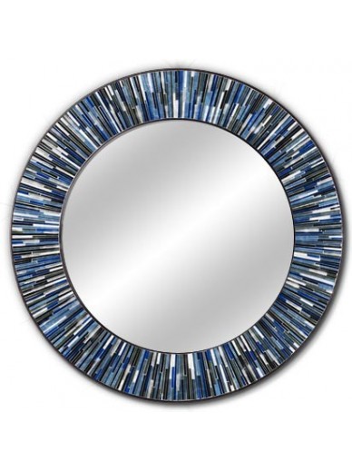 Roulette Navy Blue Round Mirror, Blue Round Mirror